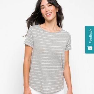 Pink Clover Grey striped Daisee button back detail knot top